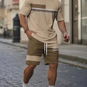 Verão 2025 best-seller terno de manga curta masculino respirável casual e elegante 3d impresso ao ar livre streetwear